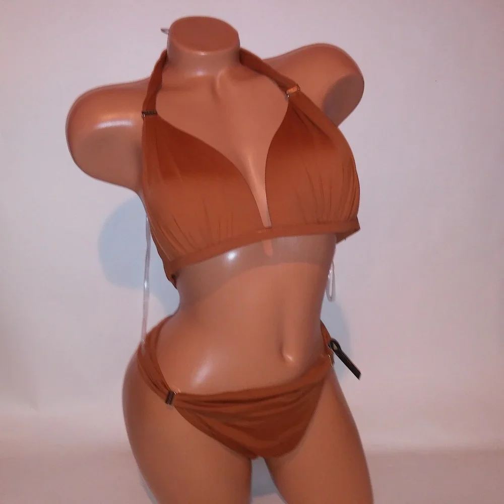 Victoria Secret Swim Bikini XL Top & Bottom Ginger Solid Bikini Bottom Wireless